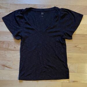 GAP Women's Dark Brown Rib Short Sleeve Tee